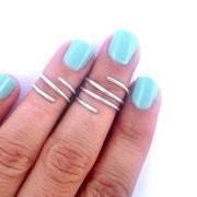 2 Above the Knuckle Rings - Wire Wrapped Above Knuckle Ring - Simple Silver Wrap Ring- Set of 2 by Tiny Box