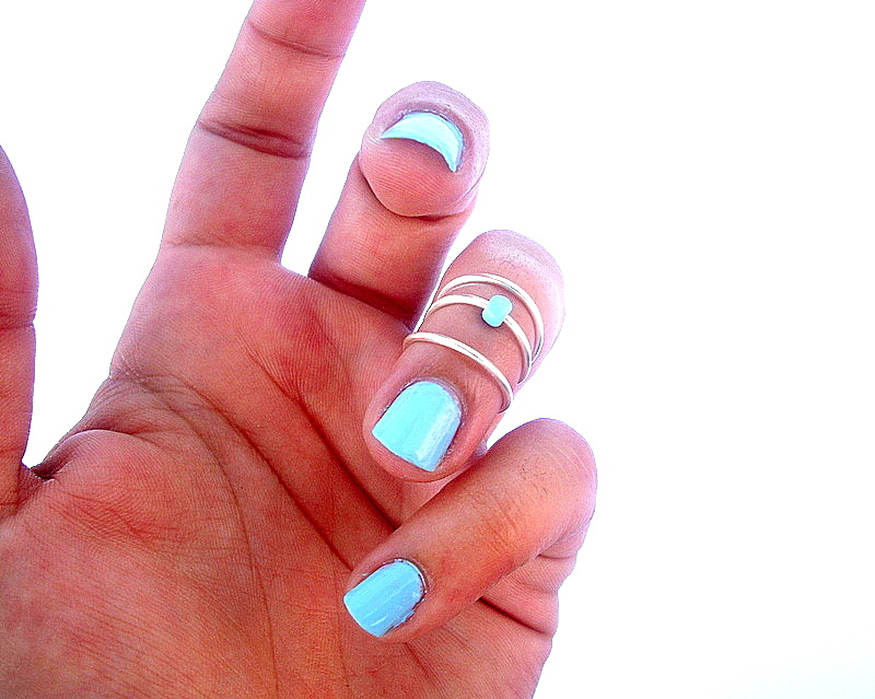 3 Above The Knuckle Rings - Sky Blue Above Knuckle Ring - Pop Of Color - Set Of 3 By Tiny Box